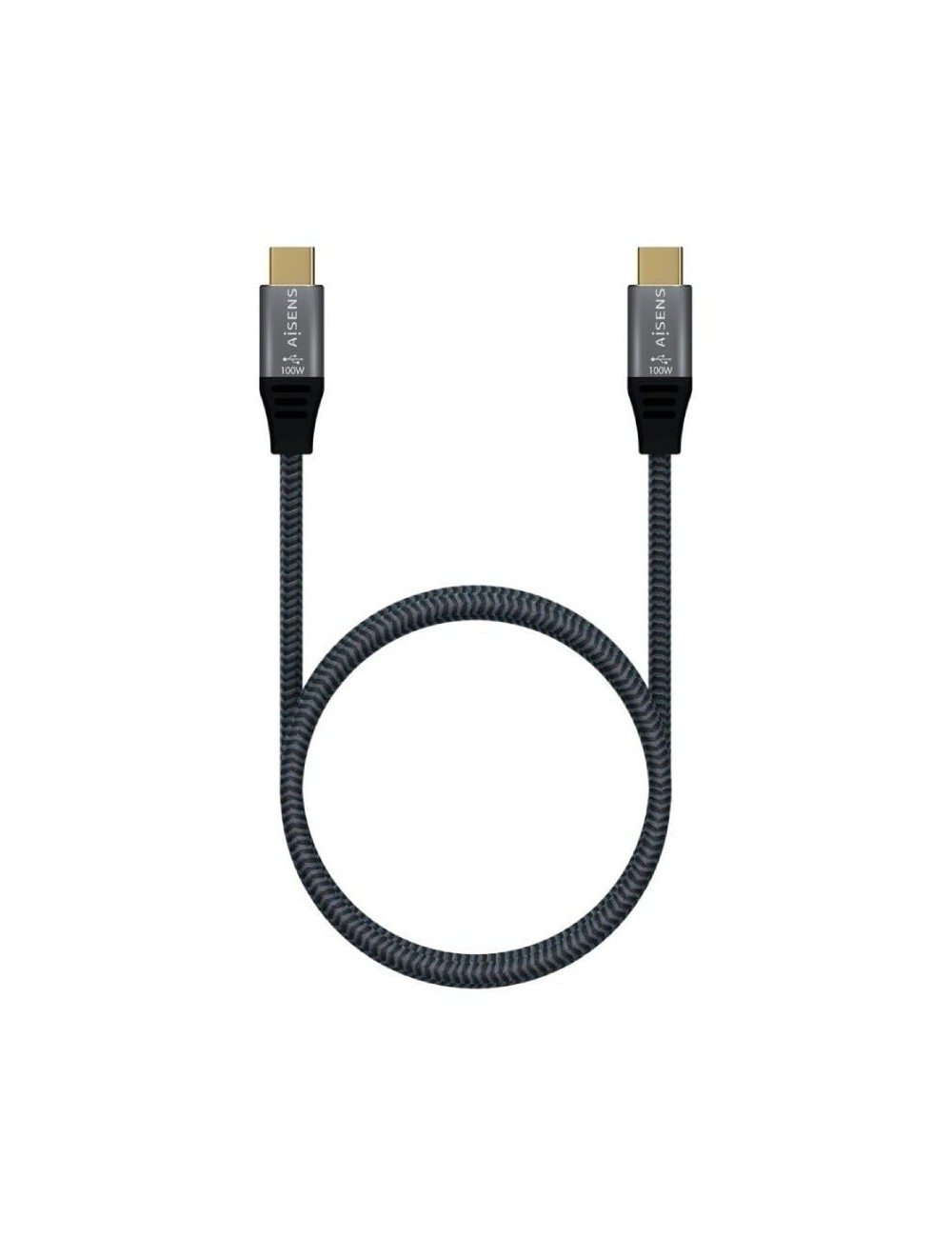 Cable USB 3.2 Tipo-C Aisens A107-0672 20GBPS 100W/ USB Tipo-C Macho - USB Tipo-C Macho/ Hasta 100W/ 20Gbps/ 1.5m/ Gris