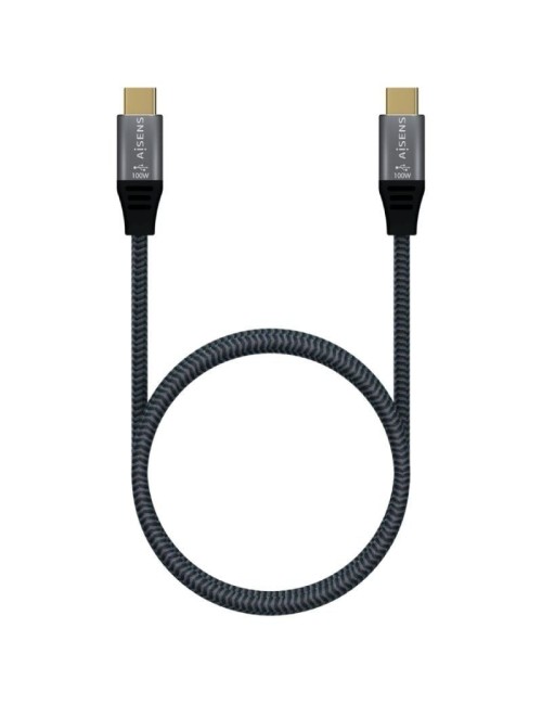 Cable USB 3.2 Tipo-C Aisens A107-0672 20GBPS 100W/ USB Tipo-C Macho - USB Tipo-C Macho/ Hasta 100W/ 20Gbps/ 1.5m/ Gris