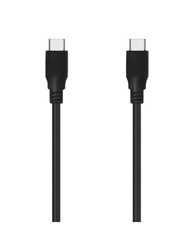 Cable USB 3.2 Tipo-C Aisens A107-0702 20GBPS 5A 100W/ USB Tipo-C Macho - USB Tipo-C Macho/ Hasta 100W/ 20Gbps/ 1m/ Negro
