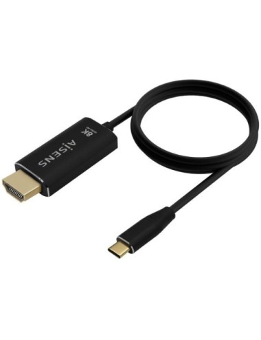 Cable Conversor Aisens A109-0712/ USB Tipo-C Macho - HDMI 8K Macho/ Hasta 27W/ 6000Mbps/ 2m/ Negro