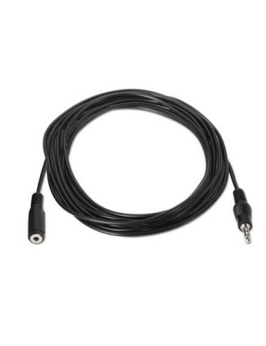 Cable Estéreo Aisens A128-0145/ Jack 3.5 Macho - Jack 3.5 Hembra/ Hasta 0.1W/ 1.5m/ Negro