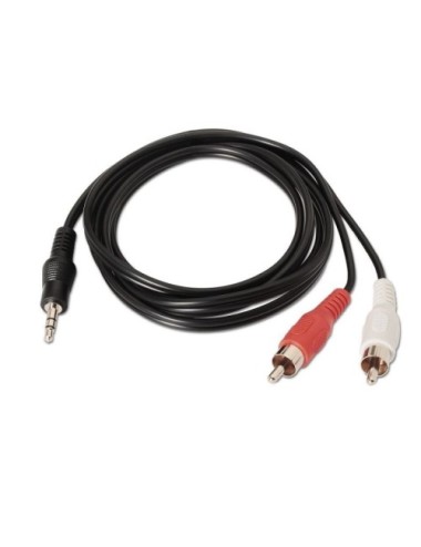 Cable Estéreo Aisens A128-0148/ Jack 3.5 Macho - 2x RCA Macho/ Hasta 0.1W/ 3m/ Negro