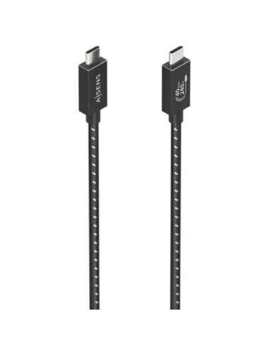 Cable USB 4.0 Tipo-C Aisens A156-0866/ USB Tipo-C Macho - USB Tipo-C Macho/ Hasta 240W/ 40Gbps/ 50cm/ Gris