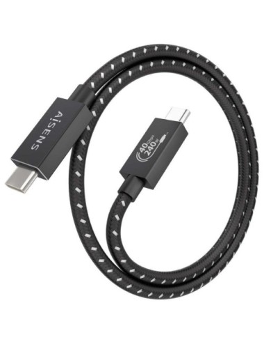 Cable USB 4.0 Tipo-C Aisens A156-0866/ USB Tipo-C Macho - USB Tipo-C Macho/ Hasta 240W/ 40Gbps/ 50cm/ Gris