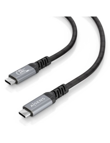 Cable USB 4.0 Tipo-C Aisens A156-0995/ USB Tipo-C Macho - USB Tipo-C Macho/ Hasta 240W/ 40Gbps/ 1.5m/ Negro