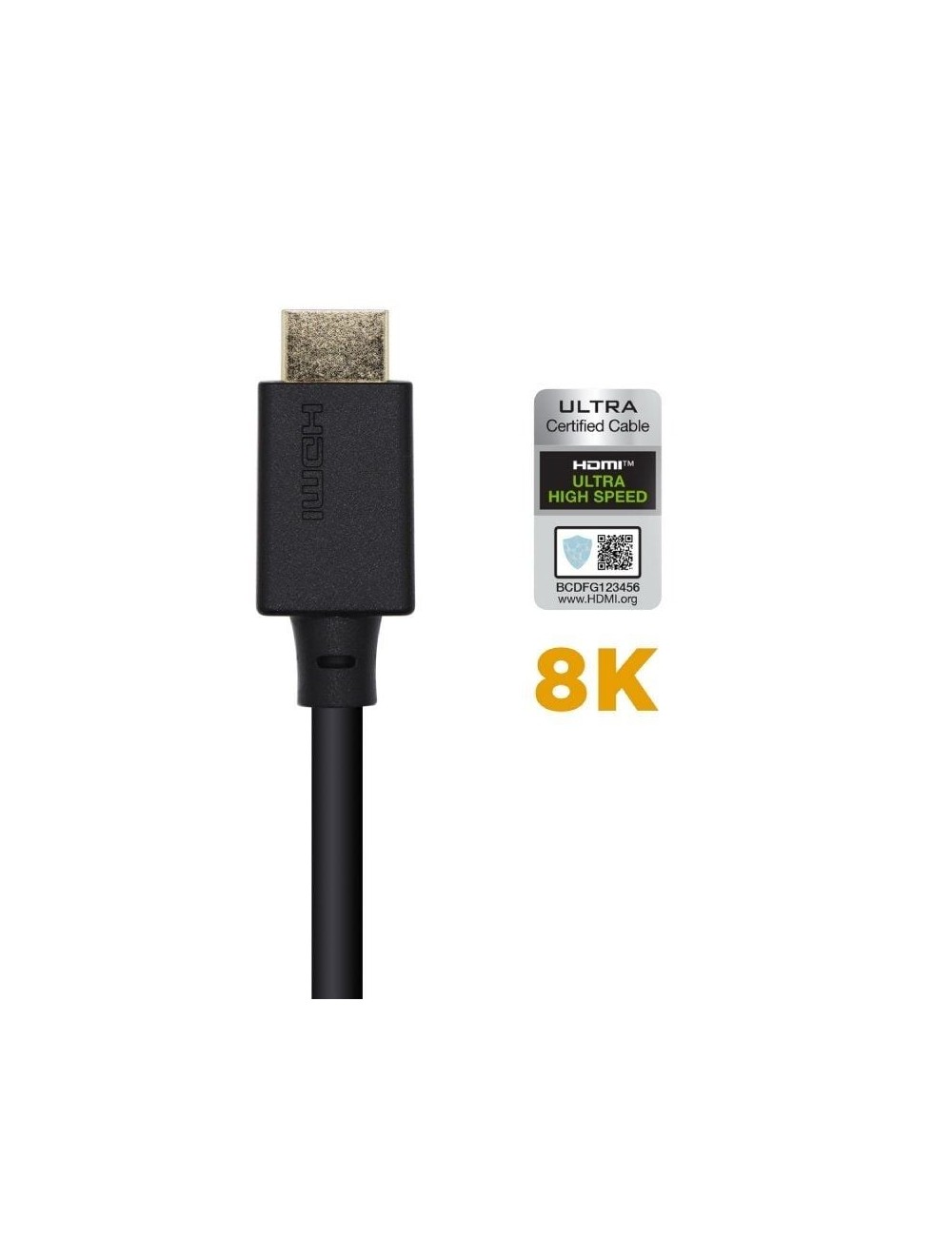 Cable HDMI 2.1 8K Aisens A150-0420/ HDMI Macho - HDMI Macho/ 50cm/ Certificado/ Negro
