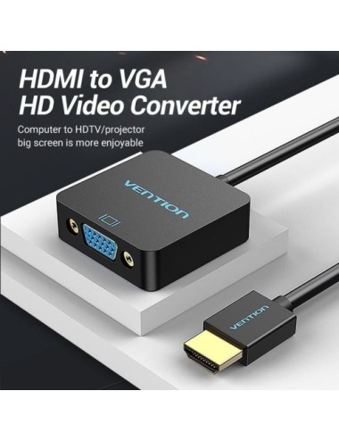 Conversor Vention ACPBB/ HDMI Macho - VGA Hembra/ 15cm/ Negro