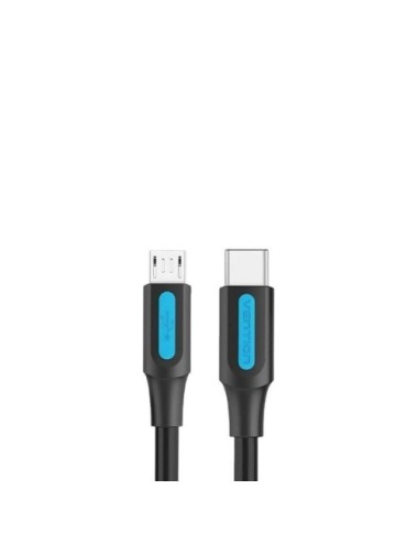Cable USB 2.0 Tipo-C Vention COVBG/ USB Tipo-C Macho - MicroUSB Macho/ 480Mbps/ 1.5m/ Negro