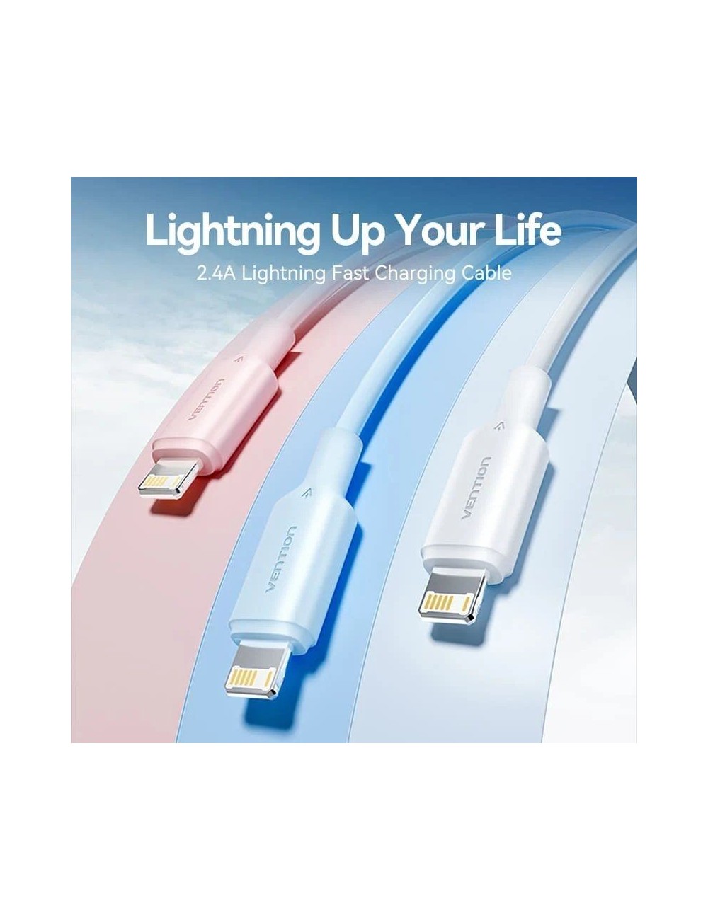 Cable USB 2.0 Lightning Vention LAMWH/ USB Macho - Lightning Macho/ 480Mbps/ 2m/ Blanco