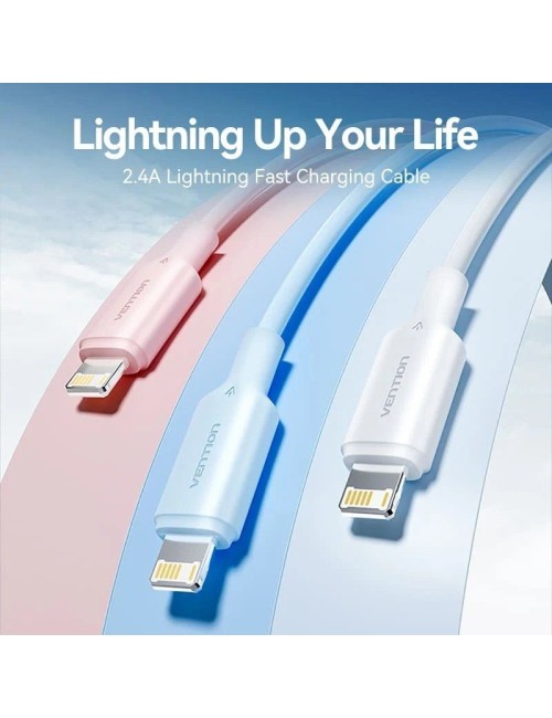 Cable USB 2.0 Lightning Vention LAMWH/ USB Macho - Lightning Macho/ 480Mbps/ 2m/ Blanco