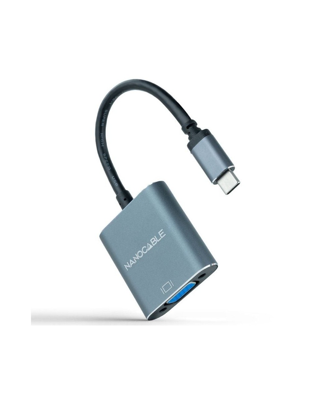 Conversor Nanocable 10.16.4101-G/ USB Tipo-C Macho - VGA Hembra/ 10cm/ Negro y Gris