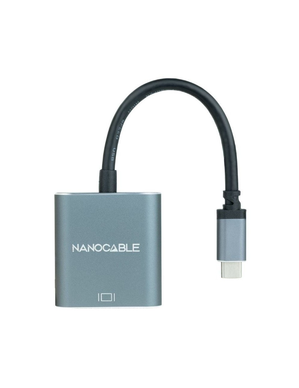 Conversor Nanocable 10.16.4101-G/ USB Tipo-C Macho - VGA Hembra/ 10cm/ Negro y Gris