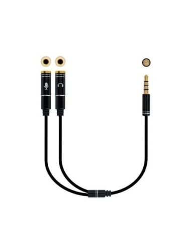 Cable Estéreo Nanocable 10.24.1202/ Jack 3.5 Macho - 2x Jack 3.5 Hembra/ 30cm/ Negro
