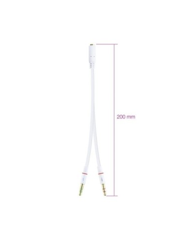 Cable Estéreo Nanocable 10.24.1203/ Jack 3.5 Hembra - 2x Jack 3.5 Macho/ 20cm/ Blanco