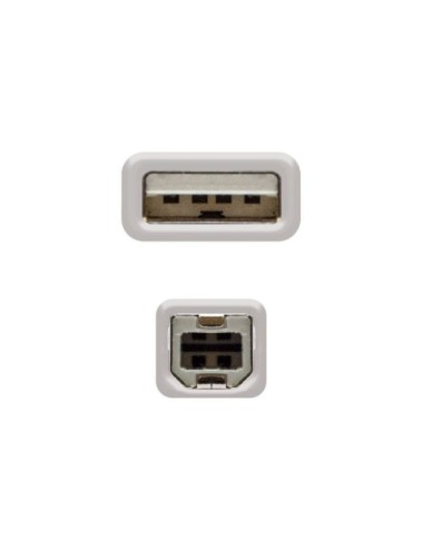 Cable USB 2.0 Impresora Nanocable 10.01.0102/ USB Tipo-B Macho - USB Macho / 480Mbps/ 1m/ Beige