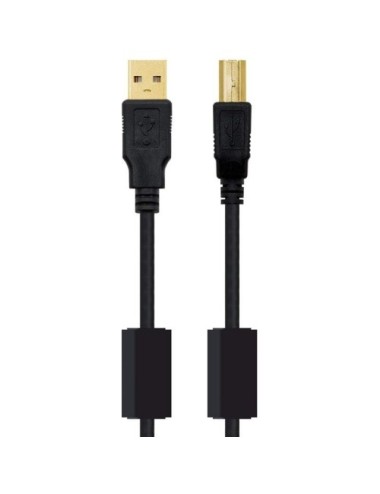 Cable USB 2.0 Impresora Nanocable 10.01.1203/ USB Tipo-B Macho - USB Macho/ 3m/ Negro