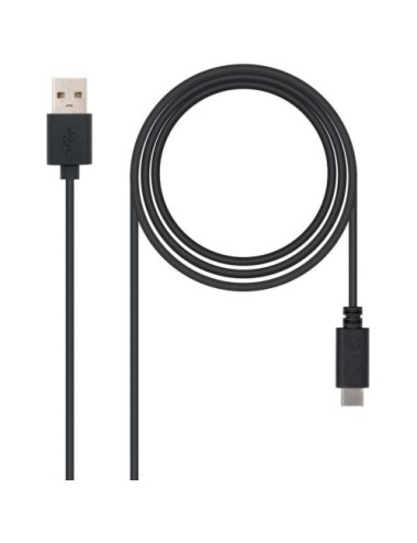Cable USB 2.0 Tipo-C Nanocable 10.01.2100/ USB Tipo-C Macho - USB Macho/ 480Mbps/ 50cm/ Negro