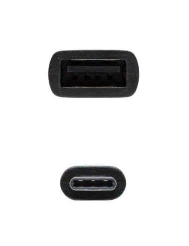 Cable USB 2.0 Tipo-C Nanocable 10.01.2400/ USB Tipo-C Macho - USB Hembra/ 480Mbps/ 15cm/ Negro