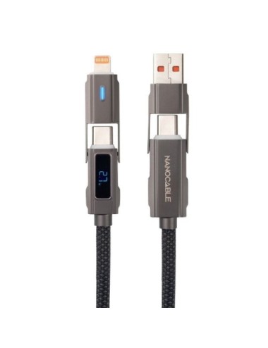 Cable USB 2.0 Tipo-C Nanocable 10.01.2501/ USB Tipo-C Macho + USB Macho - USB Tipo-C Macho + Lightning Macho/ Hasta 27W/ 480Mbps