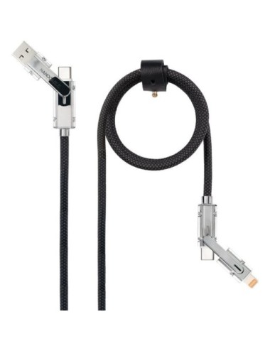 Cable USB 2.0 Tipo-C Nanocable 10.01.2601/ USB Tipo-C Macho + USB Macho - USB Tipo-C Macho + Lightning Macho/ Hasta 27W/ 480Mbps