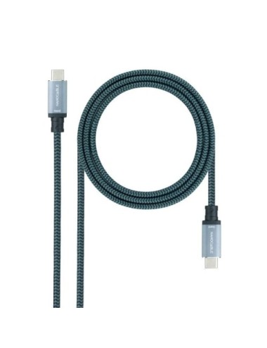 Cable USB 3.1 Tipo-C Nanocable 10.01.4102-COMB/ USB Tipo-C Macho - USB Tipo-C Macho/ Hasta 100W/ 10Gbps/ 2m/ Gris y Negro