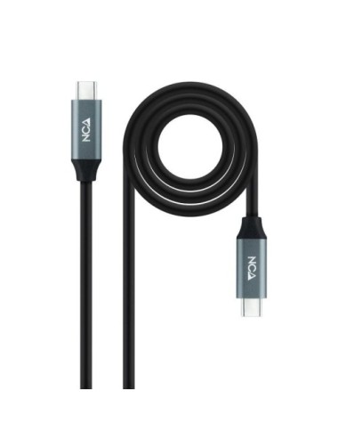 Cable USB 3.2 Nanocable 10.01.4300/ USB Tipo-C Macho - USB Tipo-C Macho/ Hasta 100W/ 20Gbps/ 50cm/ Gris y Negro