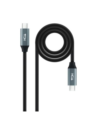 Cable USB 3.2 Tipo-C Nanocable 10.01.4301 5A 100W/ USB Tipo-C Macho - USB Tipo-C Macho/ Hasta 100W/ 20Gbps/ 1m/ Gris y Negro