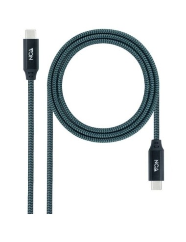 Cable USB 3.2 Tipo-C Nanocable 10.01.4301-COMB/ USB Tipo-C Macho - USB Tipo-C Macho/ Hasta 100W/ 20Gbps/ 1m/ Gris y Negro