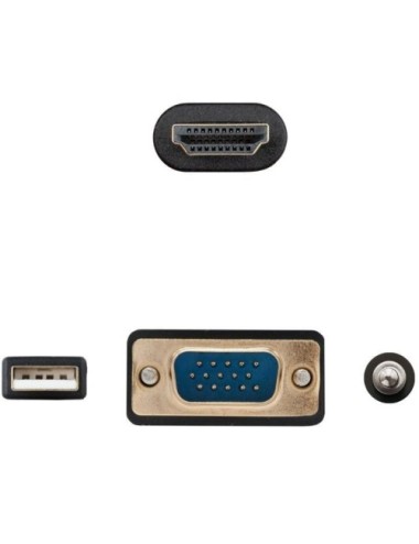 Cable Conversor Nanocable 10.15.4612/ HDMI Macho - VGA Macho/ Jack 3.5 Macho/ USB Macho/ 1.8m/ Negro