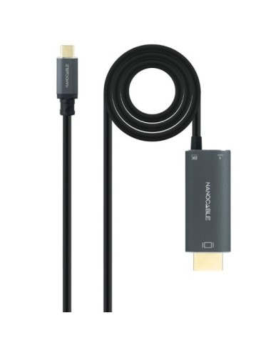 Cable Conversor Nanocable 10.15.5182/ USB Tipo-C Macho - HDMI 8K Macho/ USB Tipo-C Hembra/ Hasta 100W/ 1.8m/ Negro