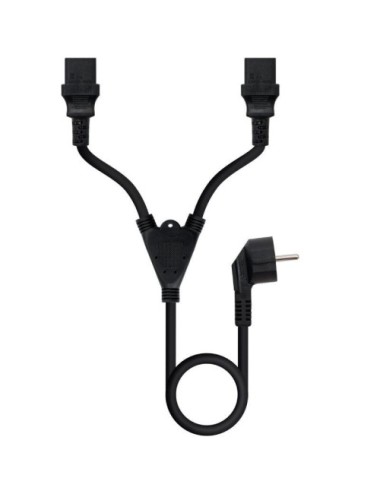 Cable Alimentación Nanocable 10.22.0100-L300/ Schuko Macho - 2 x C13 Hembra/ 3m/ Negro