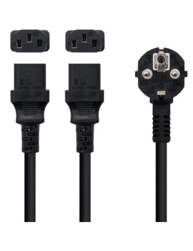 Cable Alimentación Nanocable 10.22.0100-L300/ Schuko Macho - 2 x C13 Hembra/ 3m/ Negro