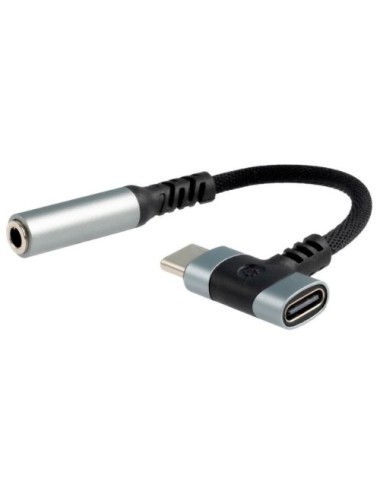 Cable Conversor Audio Nanocable 10.24.1207/ USB Tipo-C Macho - Jack 3.5/ USB Tipo-C Hembra/ 10cm/ Negro