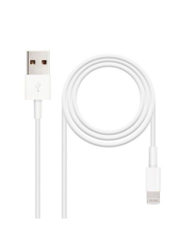 Cable USB 2.0 Lightning Nanocable 10.10.0400/ USB Macho - Lightning Macho/ 50 cm/ Blanco