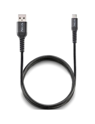 Cable USB 2.0 NGS KNOT-AC/ USB Macho - USB Tipo-C Macho/ 480Mbps/ 1m/ Negro