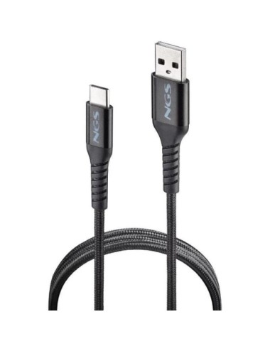 Cable USB 2.0 NGS KNOT-AC/ USB Macho - USB Tipo-C Macho/ 480Mbps/ 1m/ Negro