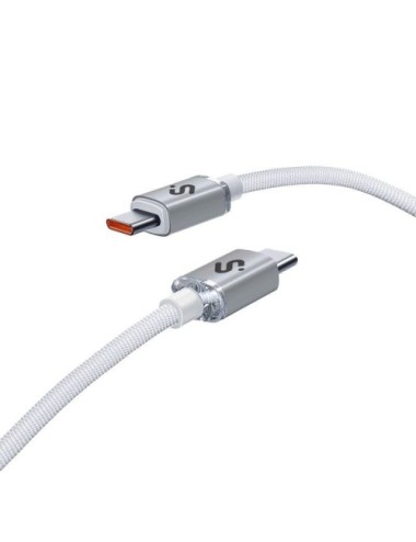 Cable USB 2.0 Tipo-C Subblim Optimus/ USB Tipo-C Macho - USB Tipo-C Macho/ Hasta 60W/ 480Mbps/ 1m/ Blanco
