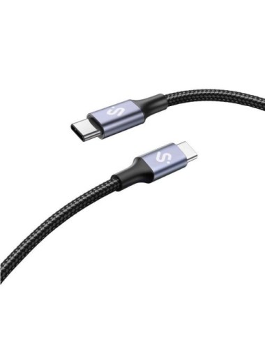 Cable USB 2.0 Tipo-C Subblim Plus/ USB Tipo-C Macho - USB Tipo-C Macho/ Hasta 100W/ 480Mbps/ 1m/ Negro