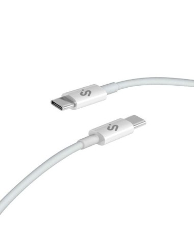 Cable USB 2.0 Tipo-C Subblim Cable Plus/ USB Tipo-C Macho - USB Tipo-C Macho/ Hasta 100W/ 480Mbps/ 2m/ Blanco