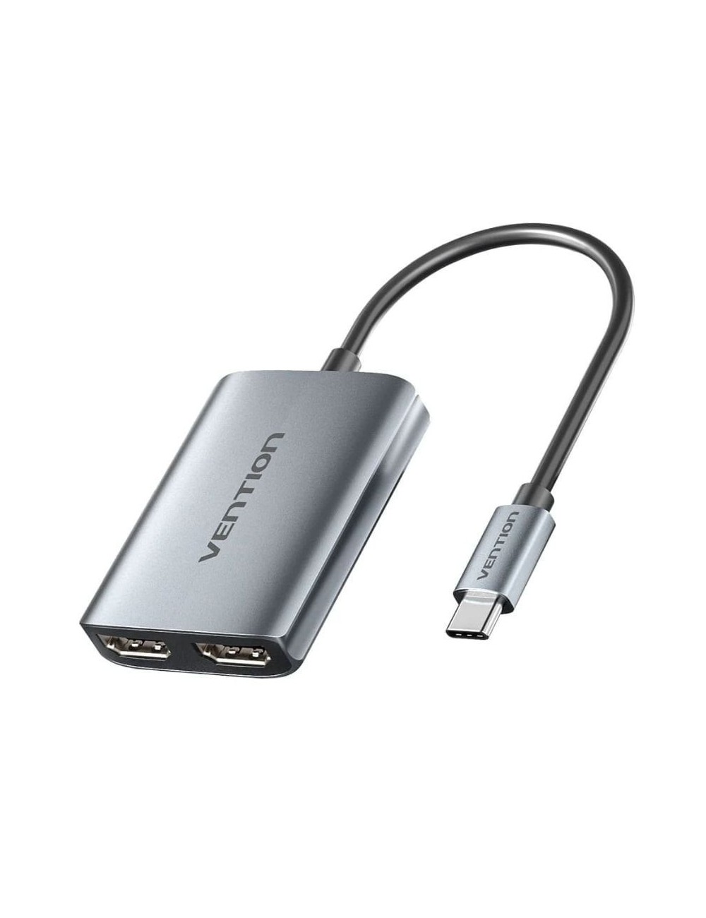 Cable Conversor Vention ACZHB/ USB Tipo-C Macho - 2x HDMI Macho/ Gris
