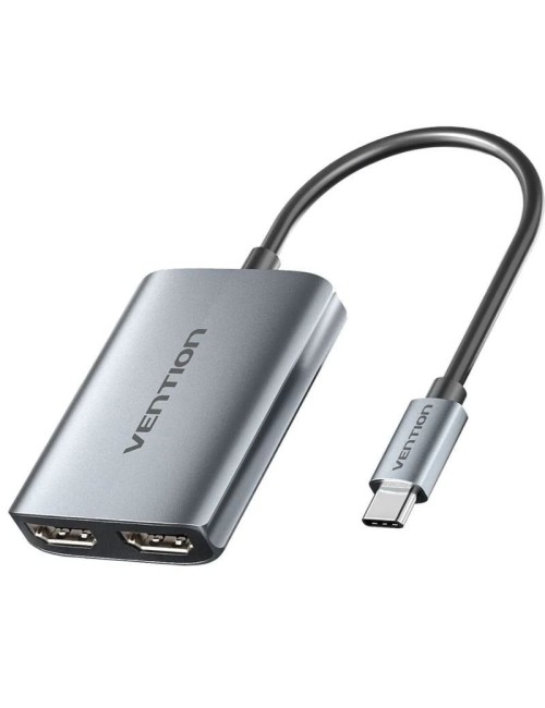 Cable Conversor Vention ACZHB/ USB Tipo-C Macho - 2x HDMI Macho/ Gris