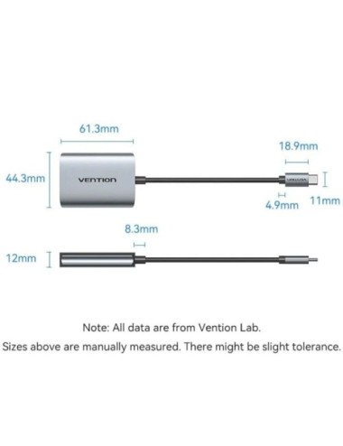 Cable Conversor Vention ACZHB/ USB Tipo-C Macho - 2x HDMI Macho/ Gris