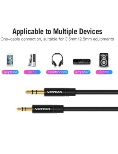Cable Estéreo Vention BALBG/ Jack 3.5 Macho - Jack 2.5 Hembra/ 1.5m/ Negro