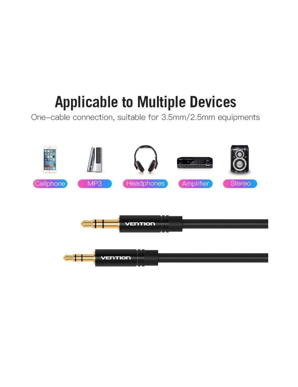 Cable Estéreo Vention BALBG/ Jack 3.5 Macho - Jack 2.5 Hembra/ 1.5m/ Negro