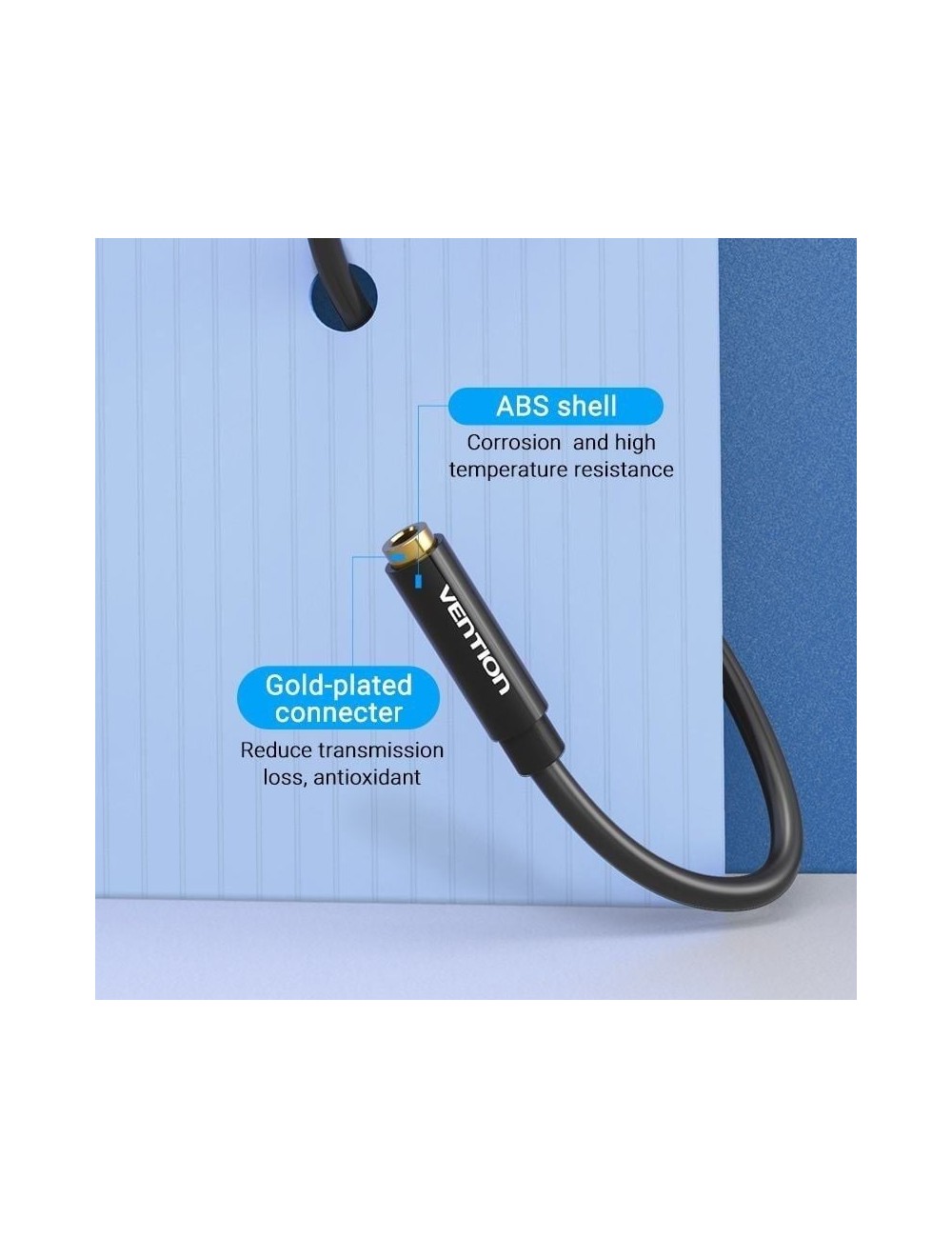 Cable Estéreo Vention BBZBF/ Jack 3.5 Macho - Jack 3.5 Hembra/ 1m/ Negro