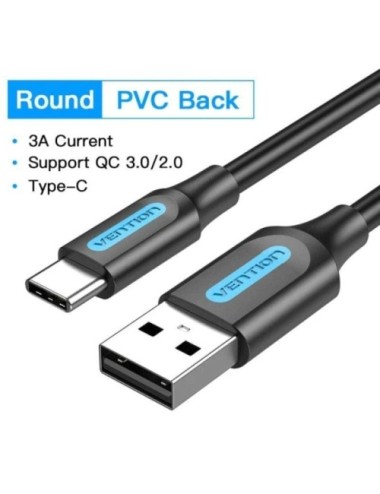 Cable USB 2.0 Tipo-C Vention COKBG/ USB Macho - USB Tipo-C Macho/ 480Mbps/ 1.5m/ Gris
