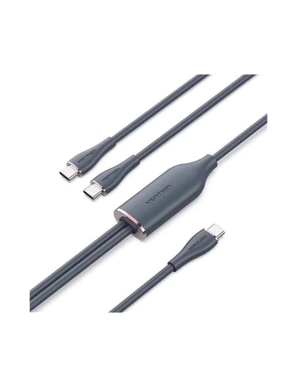 Cable USB 2.0 Tipo-C Vention CTMBG/ USB Tipo-C Macho - 2 x USB Tipo-C Macho/ Hasta 100W/ 480Mbps/ 1.5m/ Negro
