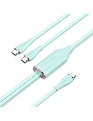 Cable USB 2.0 Tipo-C Vention CTMGG/ USB Tipo-C Macho - 2 x USB Tipo-C Macho/ Hasta 100W/ 480Mbps/ 1.5m/ Verde
