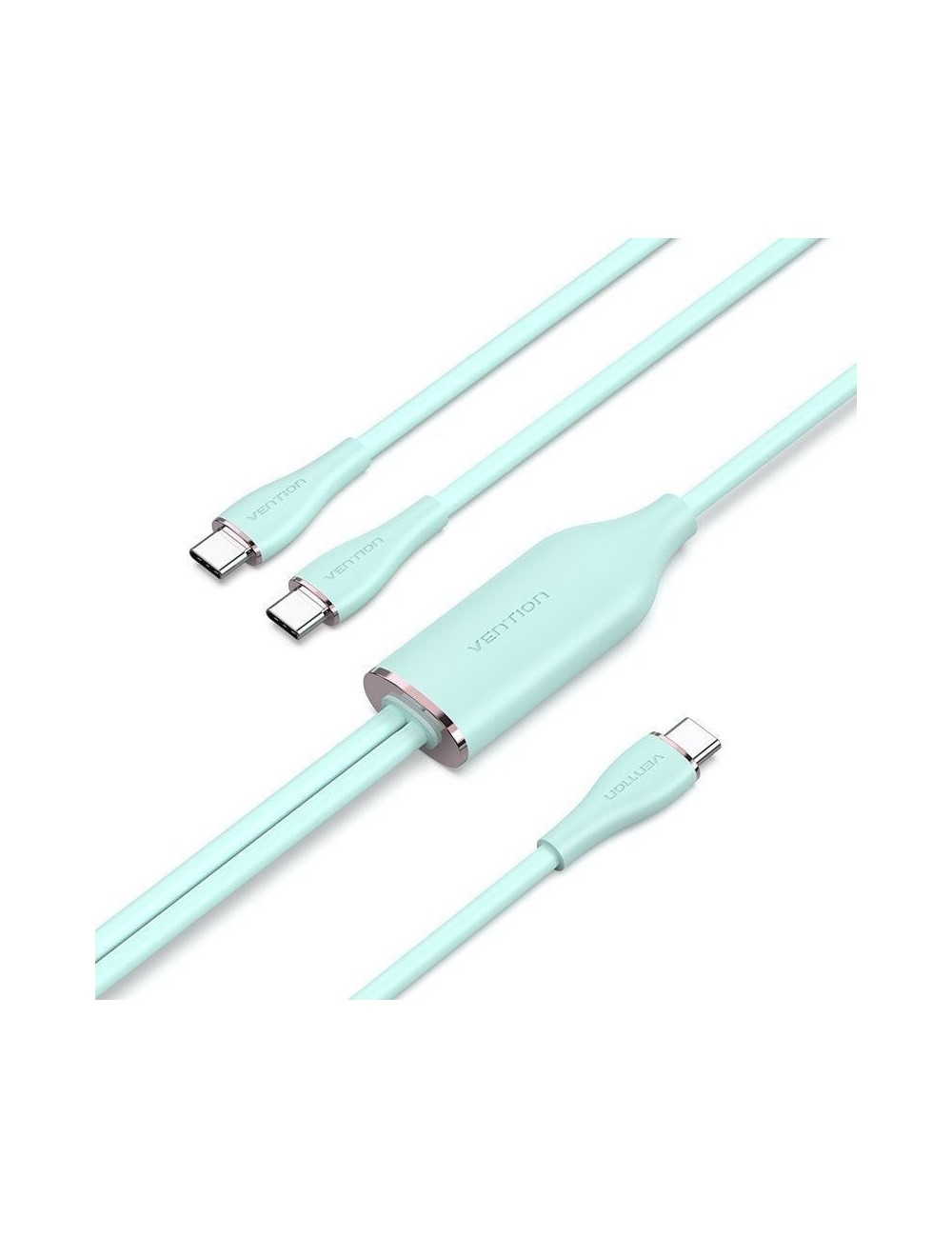 Cable USB 2.0 Tipo-C Vention CTMGG/ USB Tipo-C Macho - 2 x USB Tipo-C Macho/ Hasta 100W/ 480Mbps/ 1.5m/ Verde