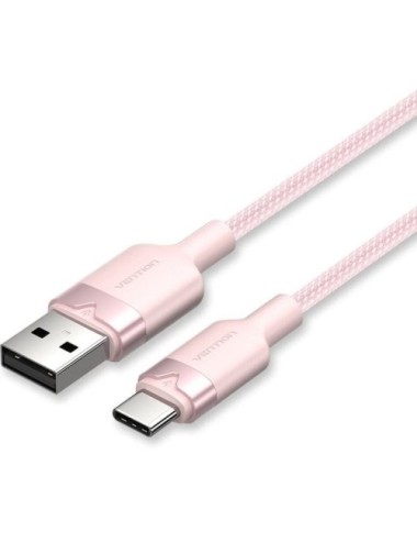 Cable USB 2.0 Tipo-C Vention CTNPF/ USB Tipo-C Macho - USB Macho/ Hasta 60W/ 480Mbps/ 1m/ Rosa